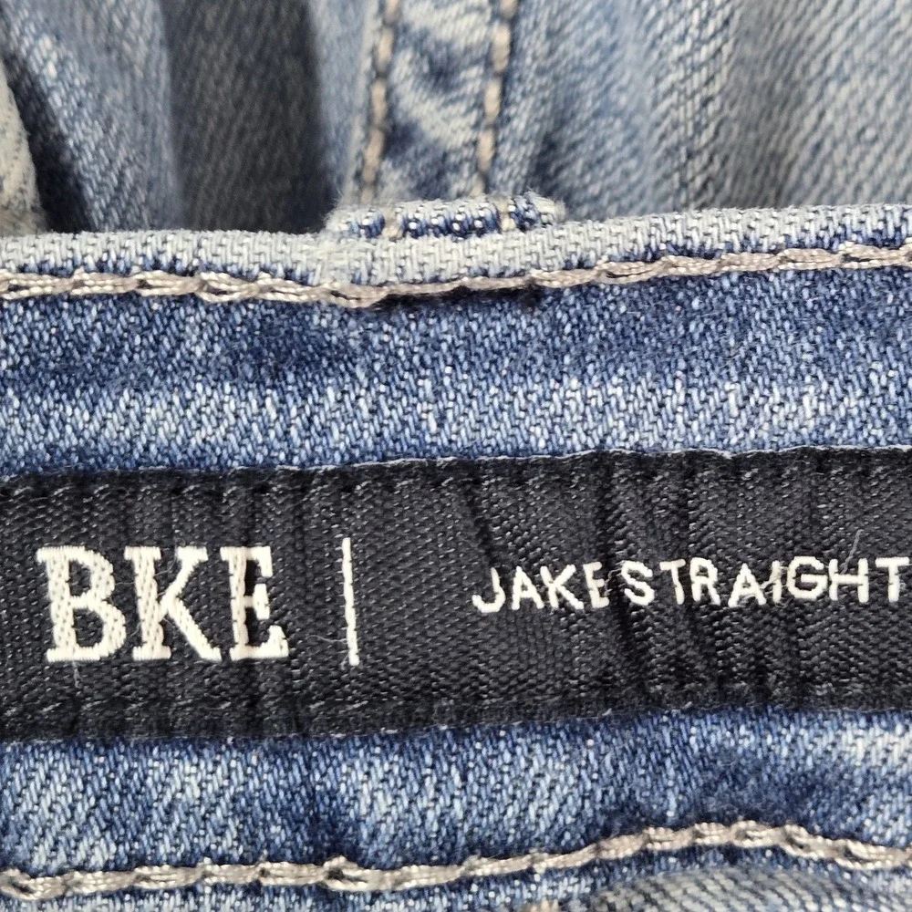 BKE Men Jeans 32X34 Light Blue Denim Straight Jake Distressed 31